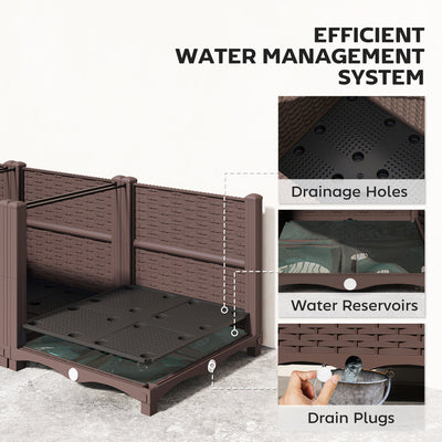 Outsunny Plastic Raised Garden Bed with Legs, Self Watering Elevated Planter Boxes with Drainage Holes and Plugs 
