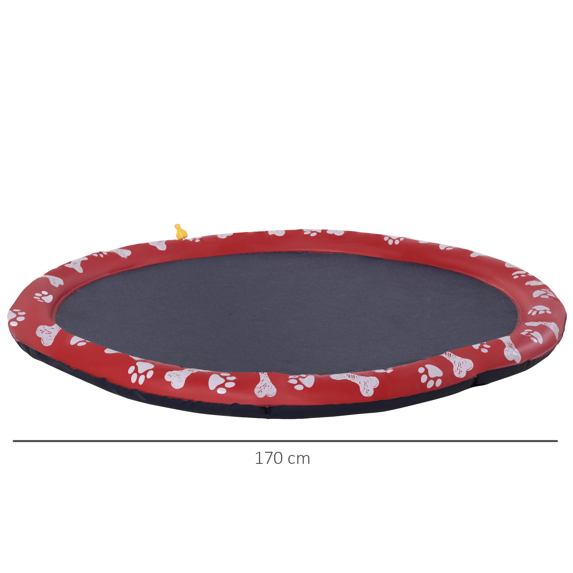 PawHut 170cm Splash Pad Sprinkler for Pets Dog Bath Pool Water Game Mat Toy Non-slip Outdoor Backyard Red 