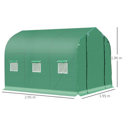 Outsunny Polytunnel Greenhouse with Windows and Door, Walk in Greenhouse for Garden, Backyard (3 x 2 M) 
