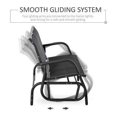Outsunny 3-Seat Glider Rocking Chair for 3 People Garden Bench Patio Furniture Metal Frame, Black 