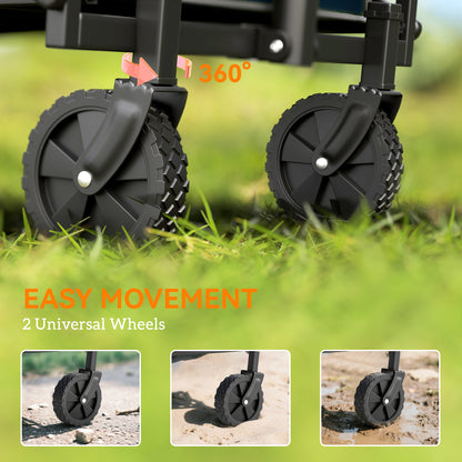 Outsunny 41L Festival Trolley on Wheels, Small Garden Folding Trolley Cart, 60kg Heavy Duty Collapsible Folding Wagon with Adjustable Handle and Carrying Bag for Beach, Camping, Festival, Blue