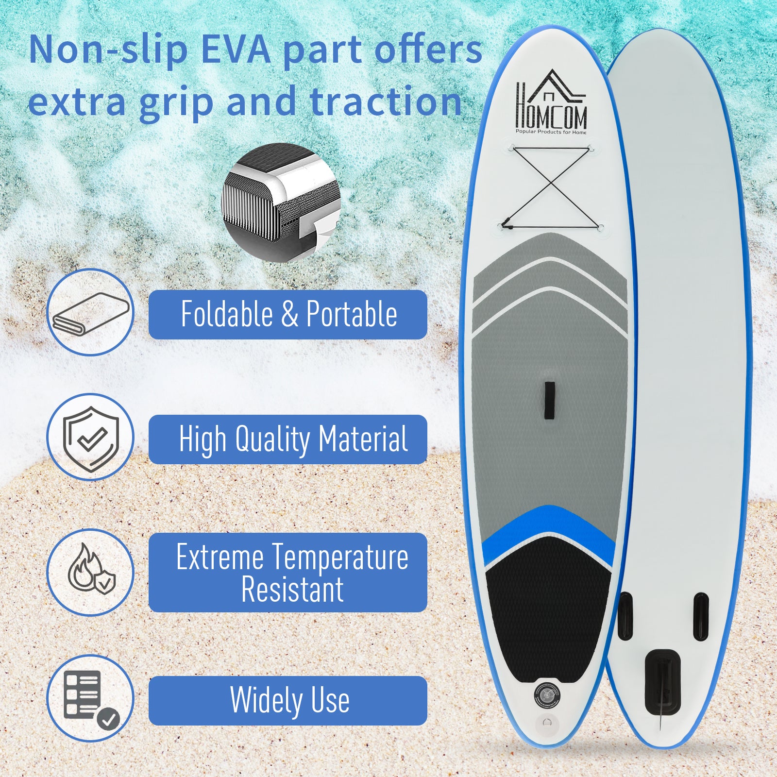 HOMCOM Stand Up Paddle Board SUP Accessory Carry Bag Adj Paddle Pump Leash Inflatable Paddle Board 