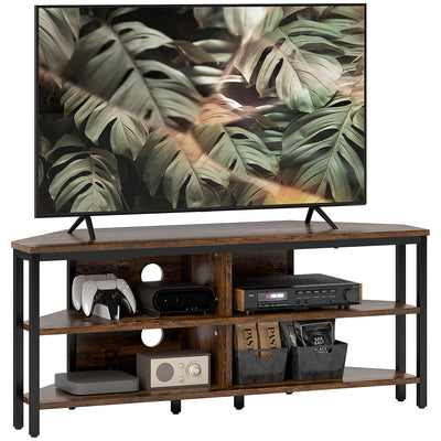 HOMCOM Industrial-Style Corner TV Unit - Black/Brown 