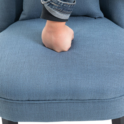 HOMCOM Fabric Single Sofa Dining Chair Tub Chair Upholstered W/ Pillow Solid Wood Leg Home Living Room Furniture Blue 