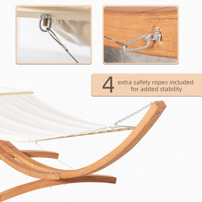 Outsunny Outdoor Garden Hammock with Wooden Stand Swing Hanging Bed for Patio White 