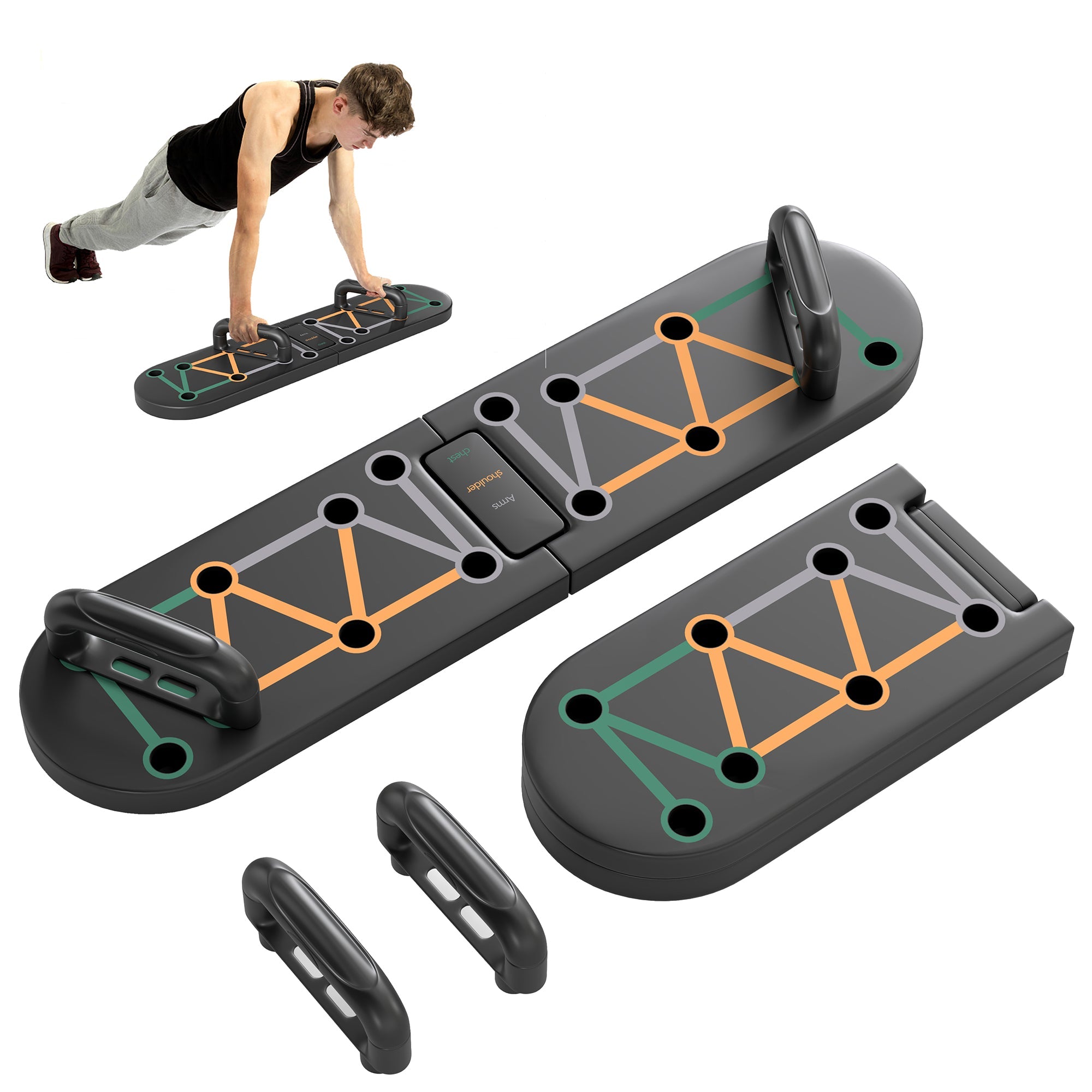 SPORTNOW Foldable Push Up Board, 11-in-1 Press Up Board, Portable Pushup Stand with Non-slip Pads, Multi-function Home Gym Equipment for Arm, Shoulder, Chest Muscle Training Fitness, Black 
