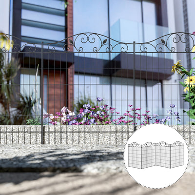 Outsunny Garden Decorative Fence 4 Panels 44in x 12ft Metal Wire Landscape Border Edging 