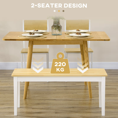 HOMCOM 102 cm Wood Dining Bench for 2 People, Wooden Bench for Kitchen, Dining Room, Entryway, White 