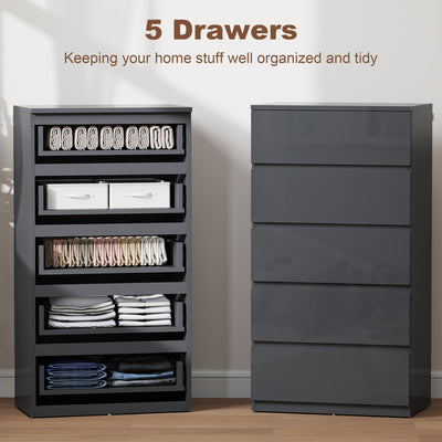 HOMCOM Chest of Drawers, 5-Drawer Storage Cabinets, Modern Dresser, Storage Drawer Unit for Bedroom 