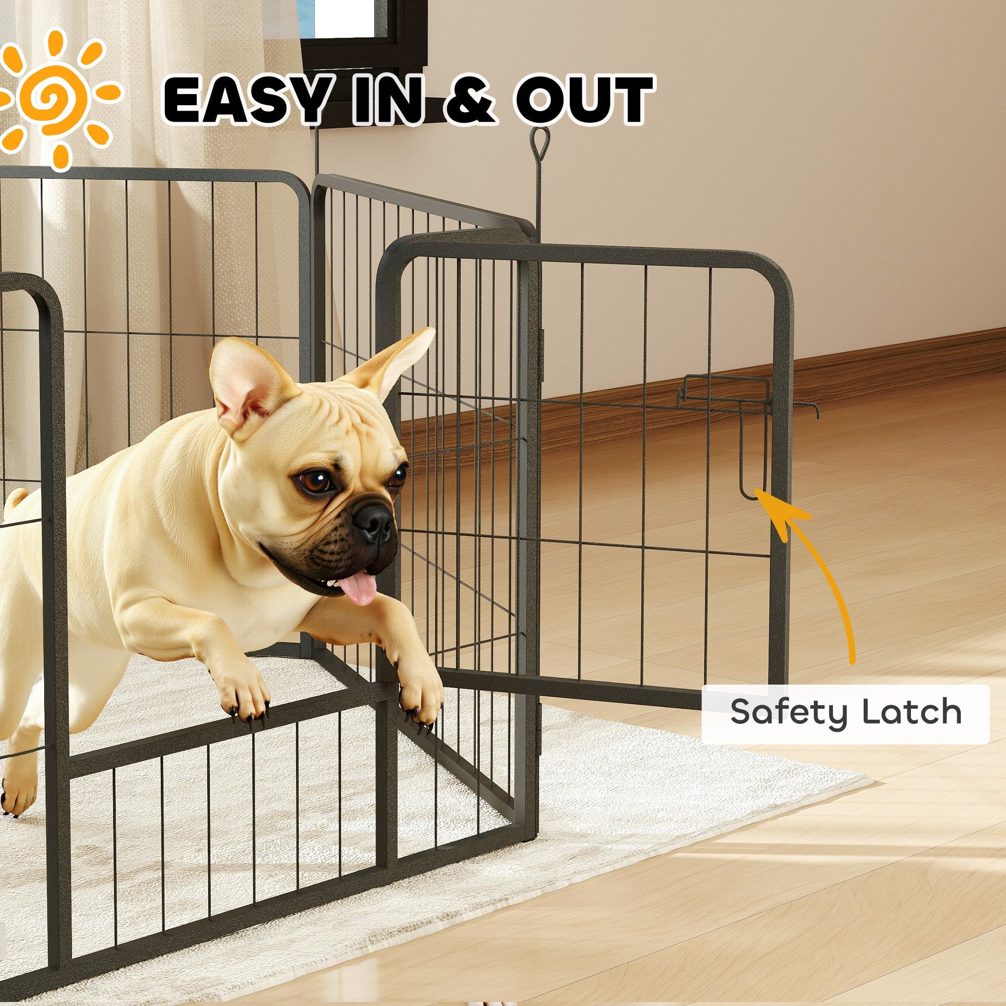 PawHut 6 Panels Dog Playpen, Portable Detachable Puppy Pen with Door, for Small Dogs, 60cm High, Black 