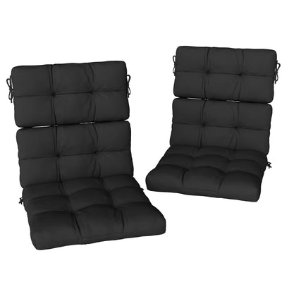 Outsunny 2-Piece Seat Cushion Replacement with Backrest, Garden Patio Chair Cushions Set with Ties, Black 