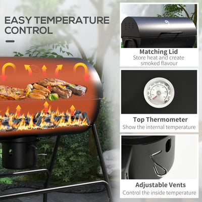 Outsunny Steel Charcoal BBQ, with Ash Catcher and Warming Rack 