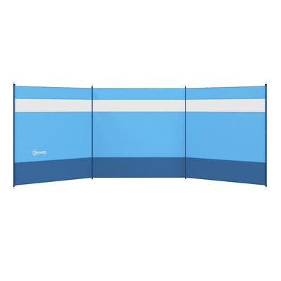 Outsunny Camping Windbreaker with Clear Windows, Carry Bag and Steel Poles, for Beach Caravan Campervan, 440 x 140cm, Blue 