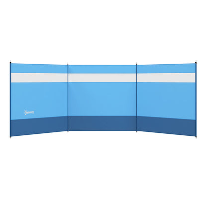 Outsunny Camping Windbreaker with Clear Windows, Carry Bag and Steel Poles, for Beach Caravan Campervan, 440 x 140cm, Blue