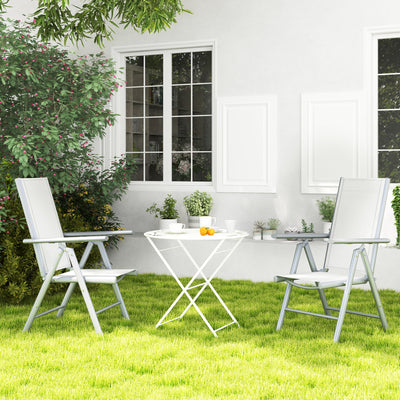 Outsunny Set of Two Aluminium Folding Chairs  - Light Grey 