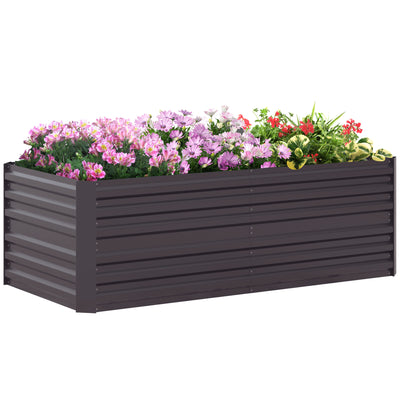 Outsunny Raised Beds for Garden, Galvanised Steel Outdoor Planters with Multi-reinforced Rods, 180 x 90 x 59 cm, Dark Grey 