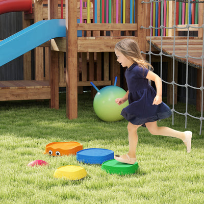 AIYAPLAY 5PCS Sensory Stepping Stones for Toddlers, Frog-Shaped Kids Stepping Stones Set with Anti-Slip Edging for Ages 2-8 