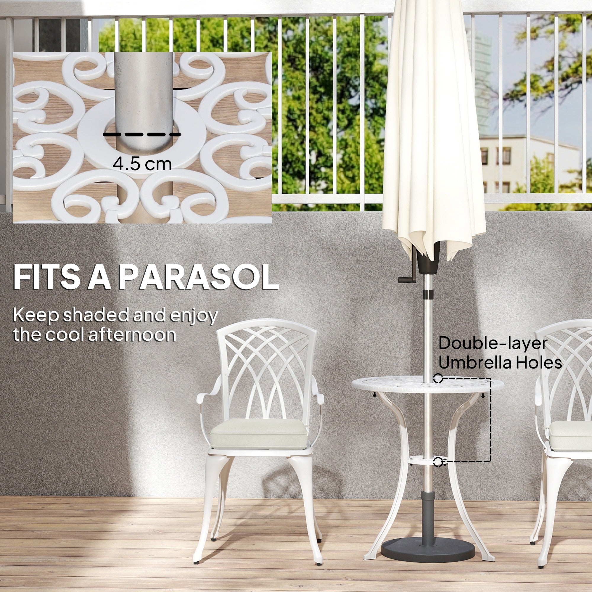 Outsunny Three-Piece Cast Aluminium Bistro Set - White 