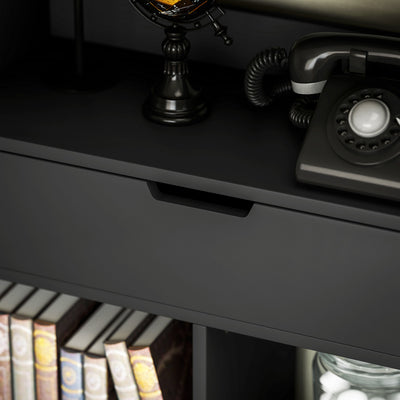 HOMCOM Tall Bookshelf with Drawer, Freestanding Bookcase for Bedroom, Living Room, Home Office, Black 