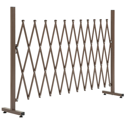 Outsunny Expanding Trellis Fence Freestanding Movable Fence Foldable Garden Screen Panel Aluminum, 300cm x 103.5 cm, Dark Brown 