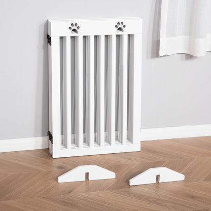 PawHut Wooden Pet Gate Foldable Freestanding Dog Safety Barrier w/ Support Feet 
