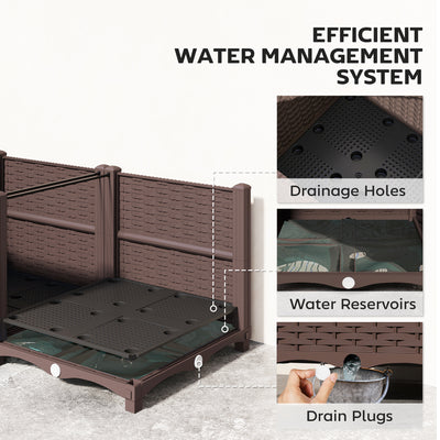 Outsunny Plastic Raised Garden Bed with Legs, Self Watering Elevated Planter Boxes with Drainage Holes and Plugs 