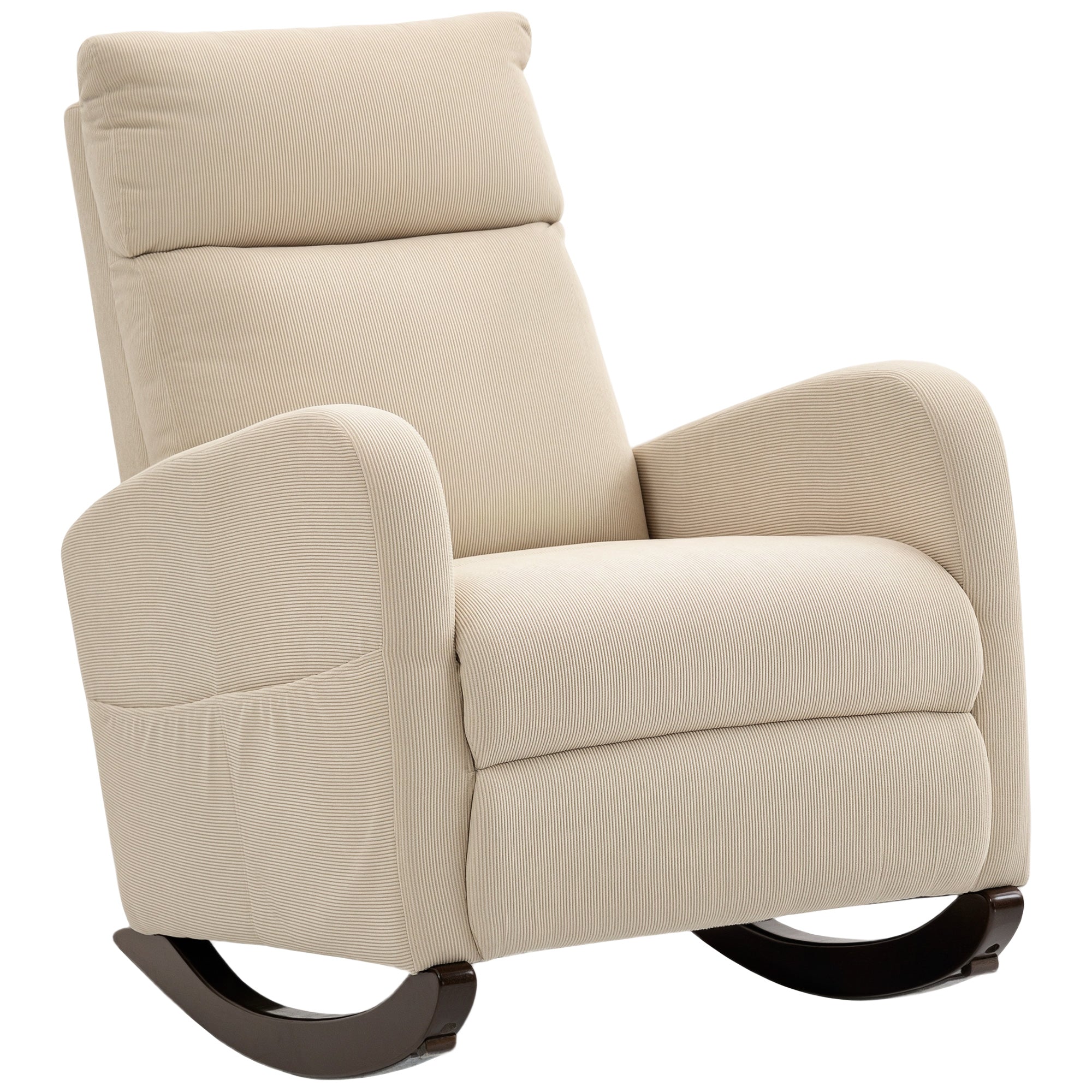 HOMCOM Corduroy Rocking Armchair - Beige 