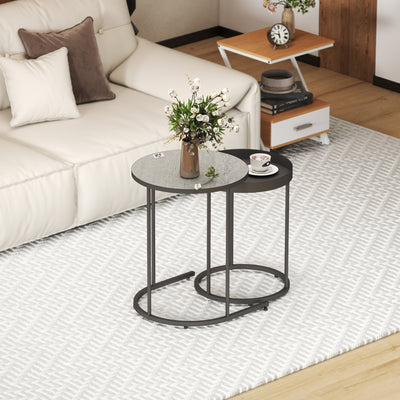 HOMCOM Set of Two Industrial Nesting Tables - Grey 