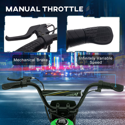 HOMCOM 24V Electric Motorbike with Twist Grip Throttle, Music, Horn, 12" Pneumatic Tyres, 16km/h Max Speed - Green 