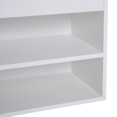 HOMCOM Wooden Shoes Cabinet Bench Hidden Storage Padded Seat Organiser Footwear Rack Hallway White 80 x 30 x 47 cm 