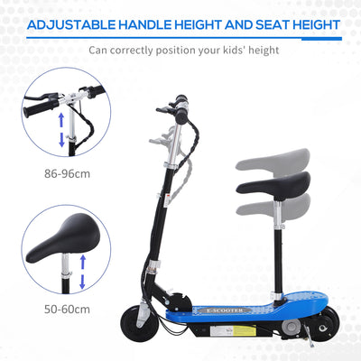 HOMCOM Foldable Electric Scooter for Kids 12V 120W W/Brake Kickstand -Blue 