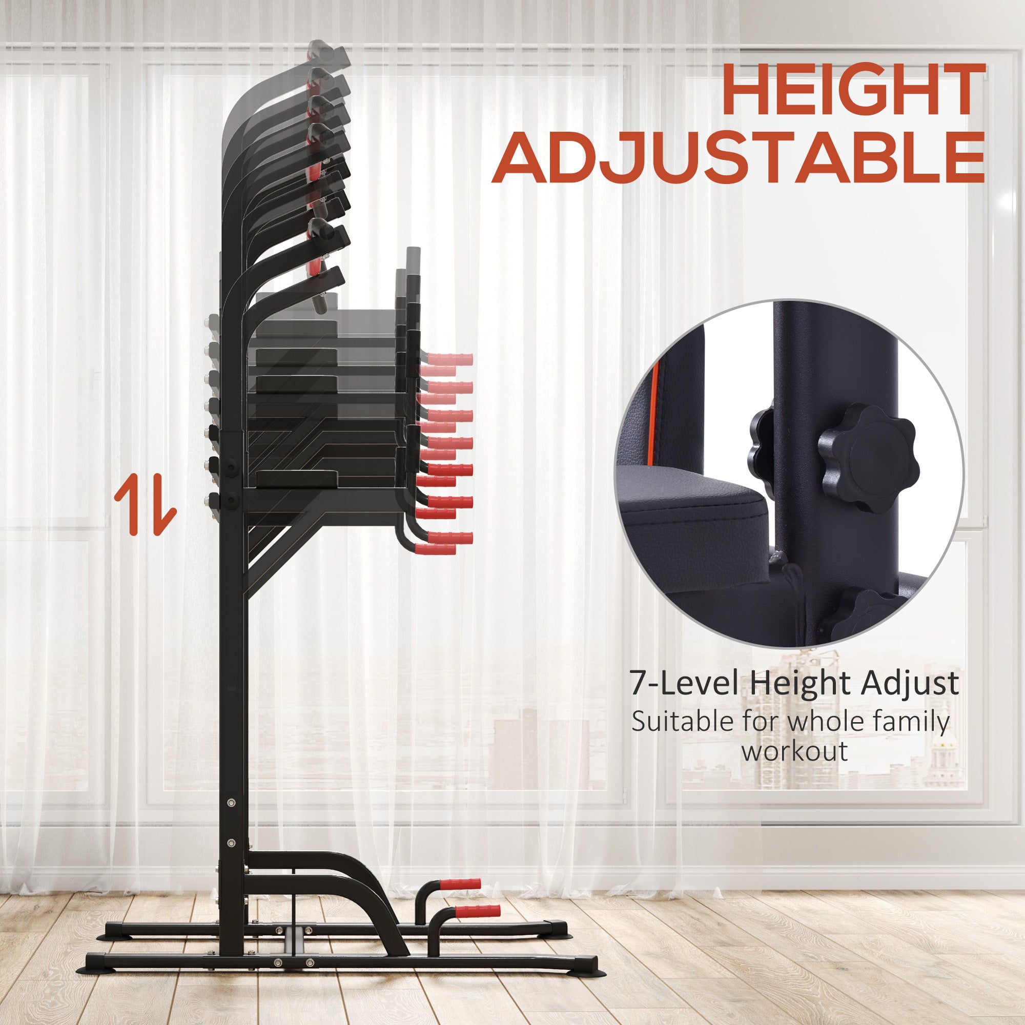 HOMCOM Power Tower Station with Dip Stand, Pull Up Bar Home Office Gym Training Workout Equipment 
