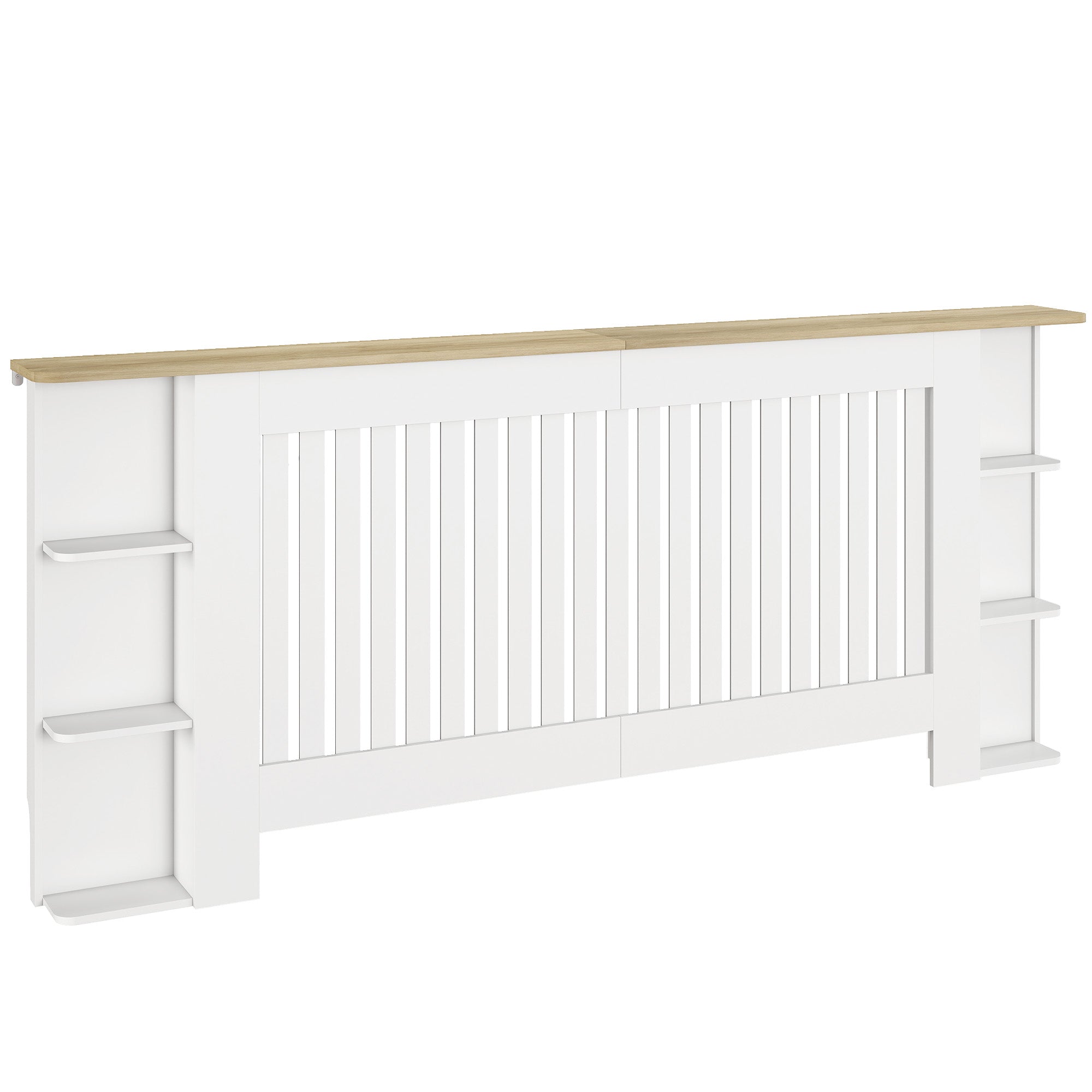 HOMCOM Radiator Cover with Open Storage Shelves, Vertical Slatted Cabinet Shelf Heater Cover for Living Room, Hallway, Extra Large, White 