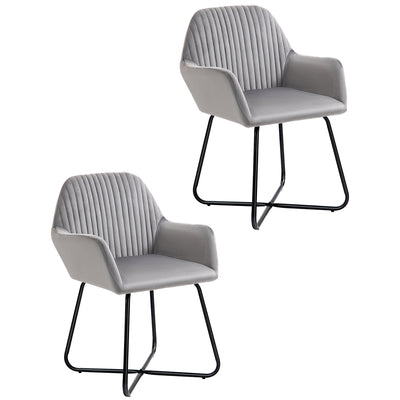 HOMCOM Velvet-Feel Plisse Back Accent Chair - Grey 