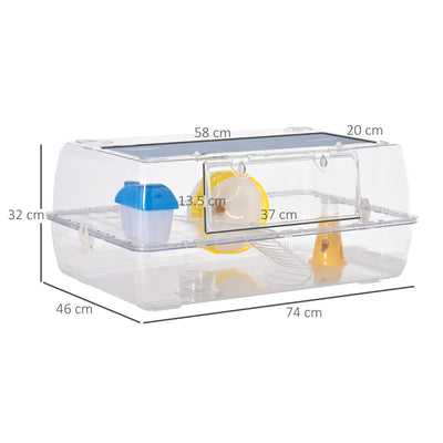 PawHut Hamster Cage, 2 Tier Gerbil Cage with Running Wheel, Water Bottle, Dish 