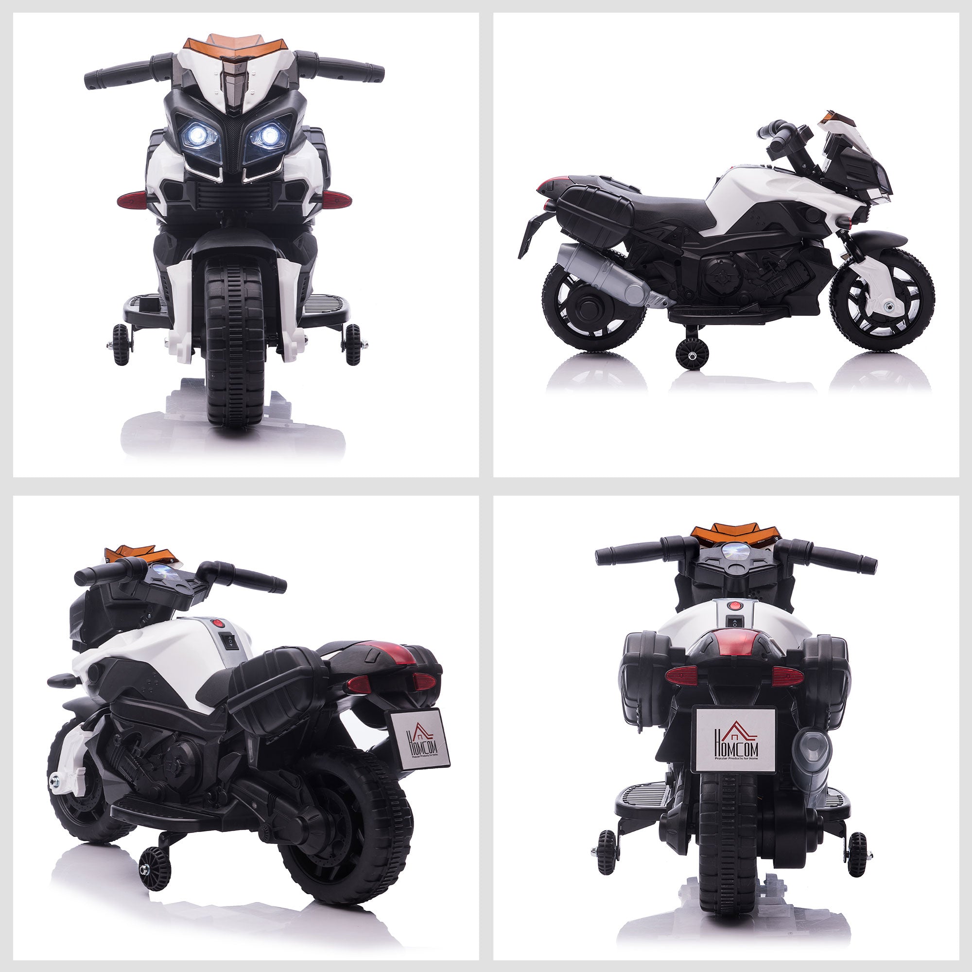 HOMCOM Kids Electric Motorbike 6V Ride on Motorcycle Vehicle w/ Lights Horn Sounds for 1.5-4 Years Old White 
