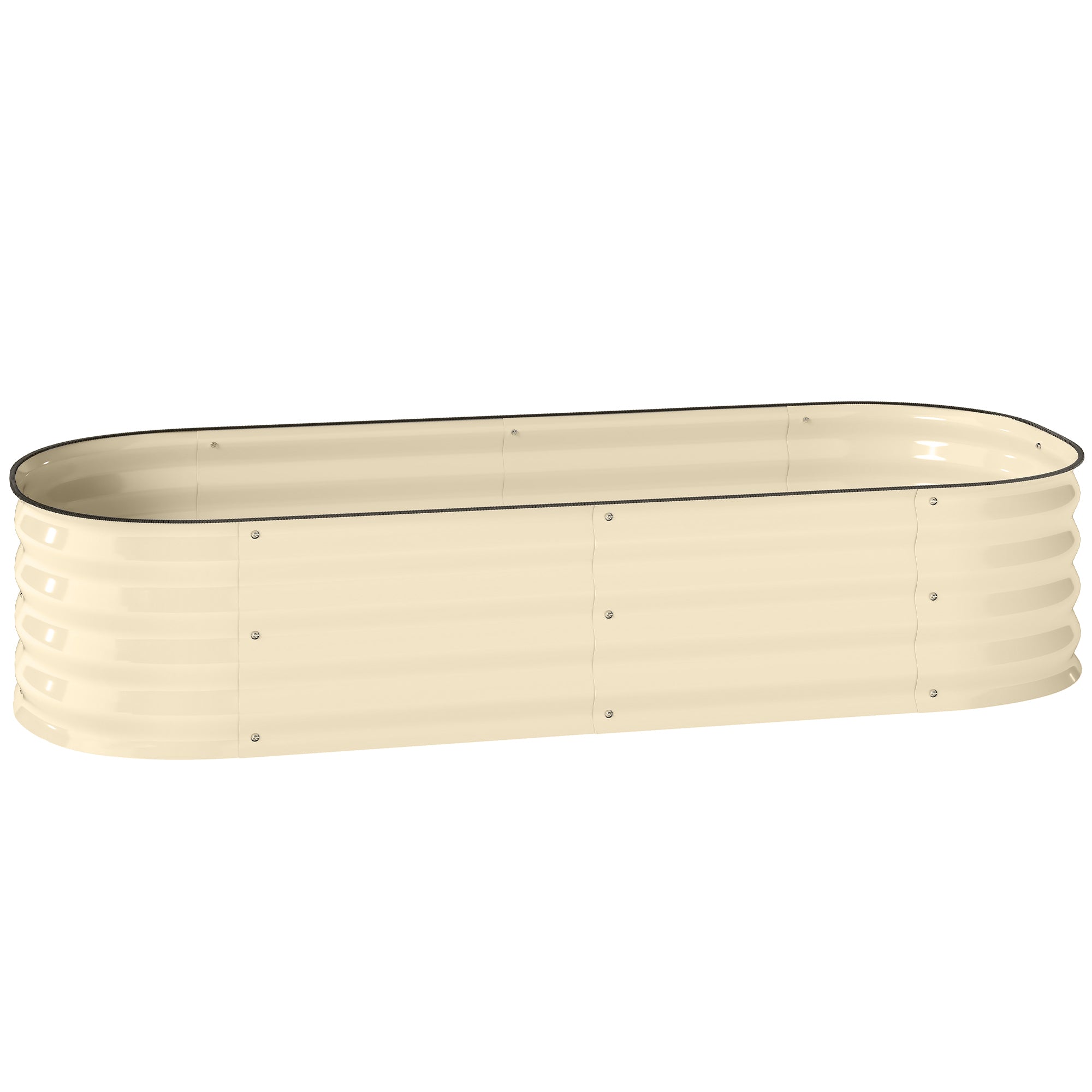 Outsunny Galvanised Raised Garden Bed, Metal Planter Box with Safety Edging, for Flowers, Herbs, Succulents, Cream White 