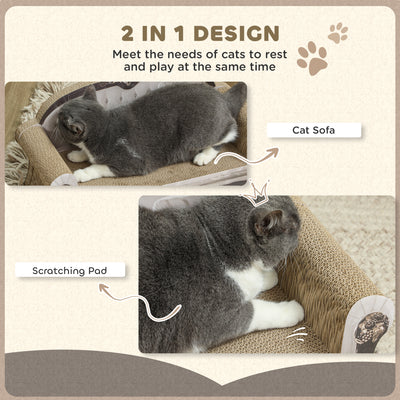 PawHut 2 in 1 Cat Scratcher with Organic Catnip for Indoor Cats, 29.5 x 56 x 26cm, Brown 