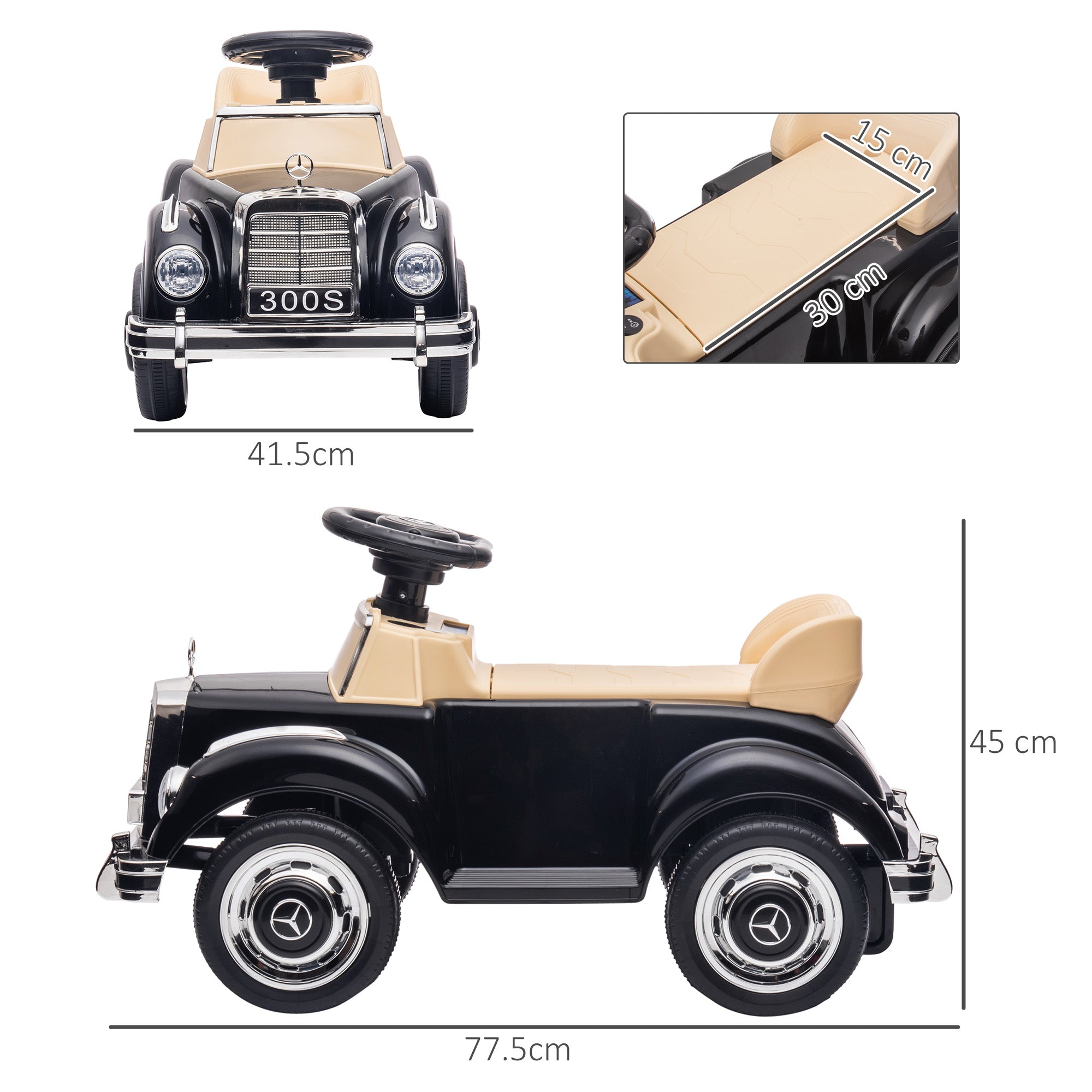 AIYAPLAY Foot to Floor Ride on Sliding Car Mercedes-Benz 300S Licensed for 18-48 months 