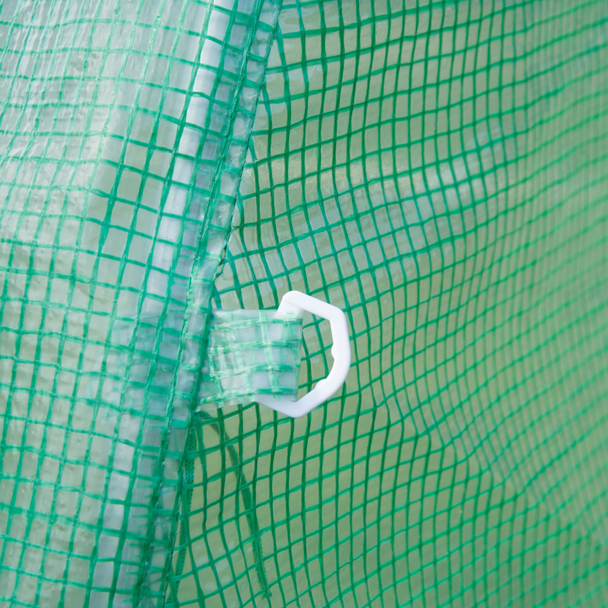 Outsunny Walk-in Polytunnel Greenhouse, Outdoor Garden Tunnel Greenhouse Tent with Zipped Roll-Up Door and 8 Mesh Windows, 4 x 2M 
