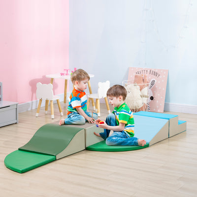 HOMCOM 6 Piece Soft Play Equipment for Kids Climb and Crawl, Multicoloured 