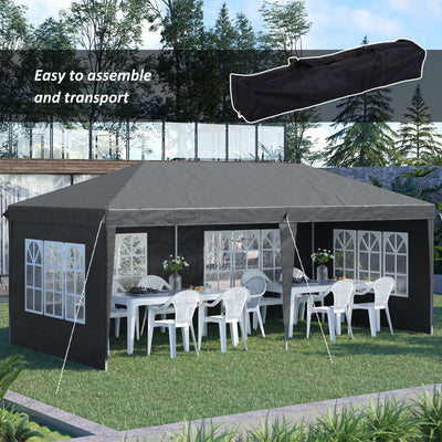 Outsunny 3 x 6m Pop-Up Gazebo, with Removable Walls - Grey 
