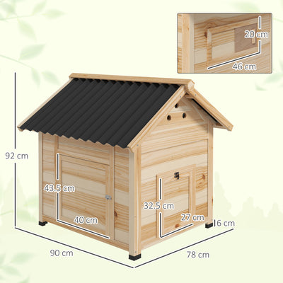 PawHut Wooden Duck House with Double Doors, Openable Roof, Ventilation Holes, Removable Base, Natural Wood Finish 