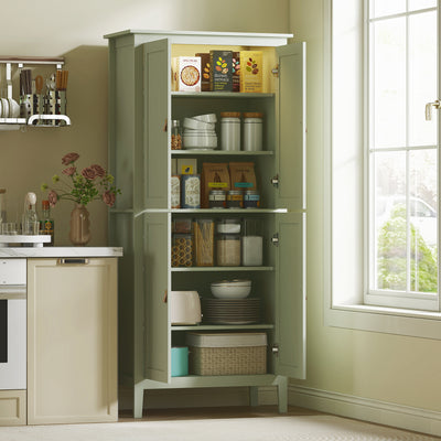 HOMCOM Tall Pantry Cupboard with Motion Sensor LED Light - Green 