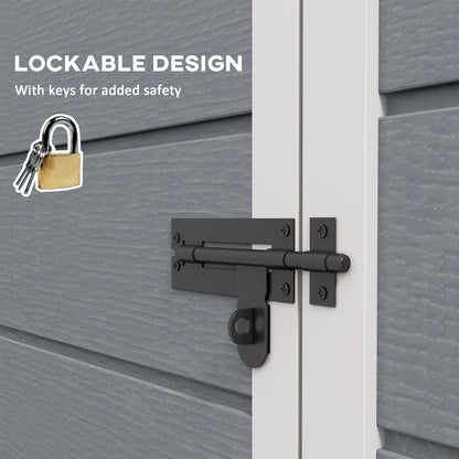 Outsunny 5' x 3' Garden Shed with Floor, Outdoor Storage Shed with Lockable Door, Window and Vent for Garden, Patio, Grey 