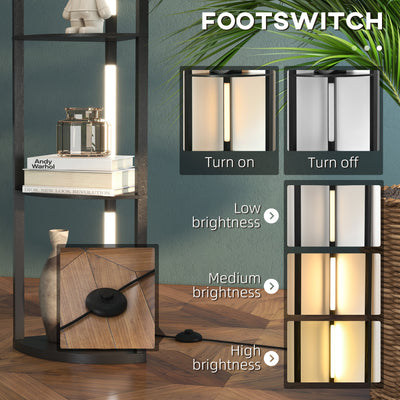 HOMCOM Corner Floor Lamp for Living Room Bedroom with Dimmable Warm White LED Light, Modern Tall Standing Lamp, Black 