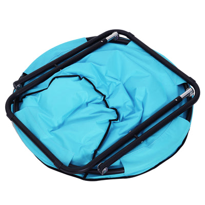 Outsunny Garden Folding Portable Padded Saucer Moon Chair Padded Round Outdoor Camping Travel Fishing Seat Blue 