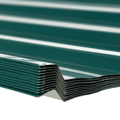 Outsunny Set of 12 Corrugated Steel Roof Sheet Panels - Green 