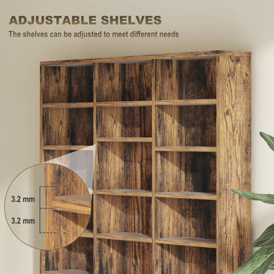 HOMCOM CD Storage Unit with Adjustable Shelves, 102 x 195 cm, Rustic Brown 