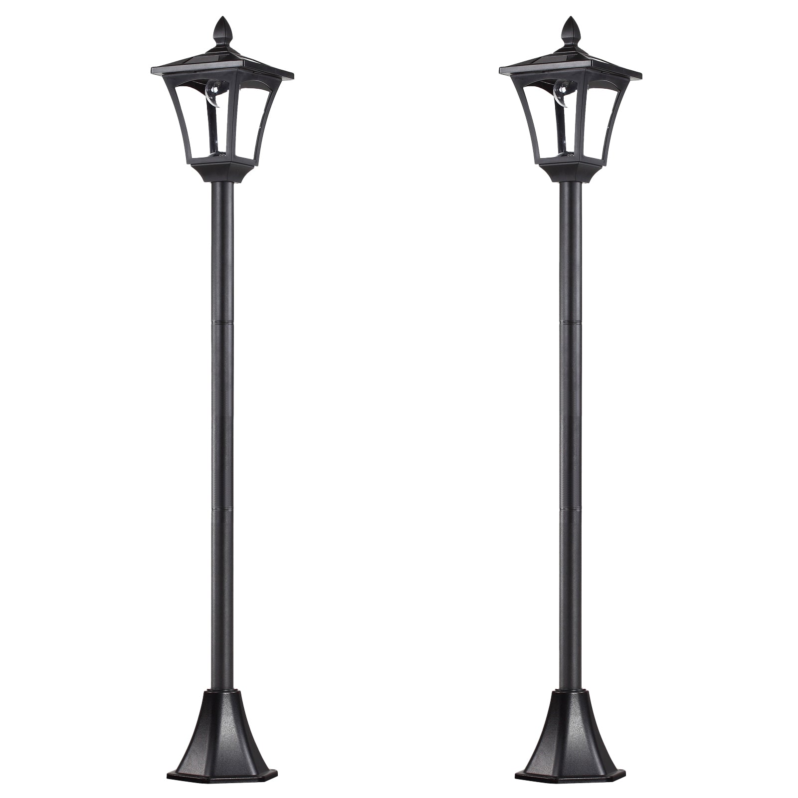 Outsunny 2 Pieces Outdoor Garden Solar Post Lamp Sensor Dimmable LED Lantern Bollard Pathway 1.6M Tall \'e2\'80\'93 Black
